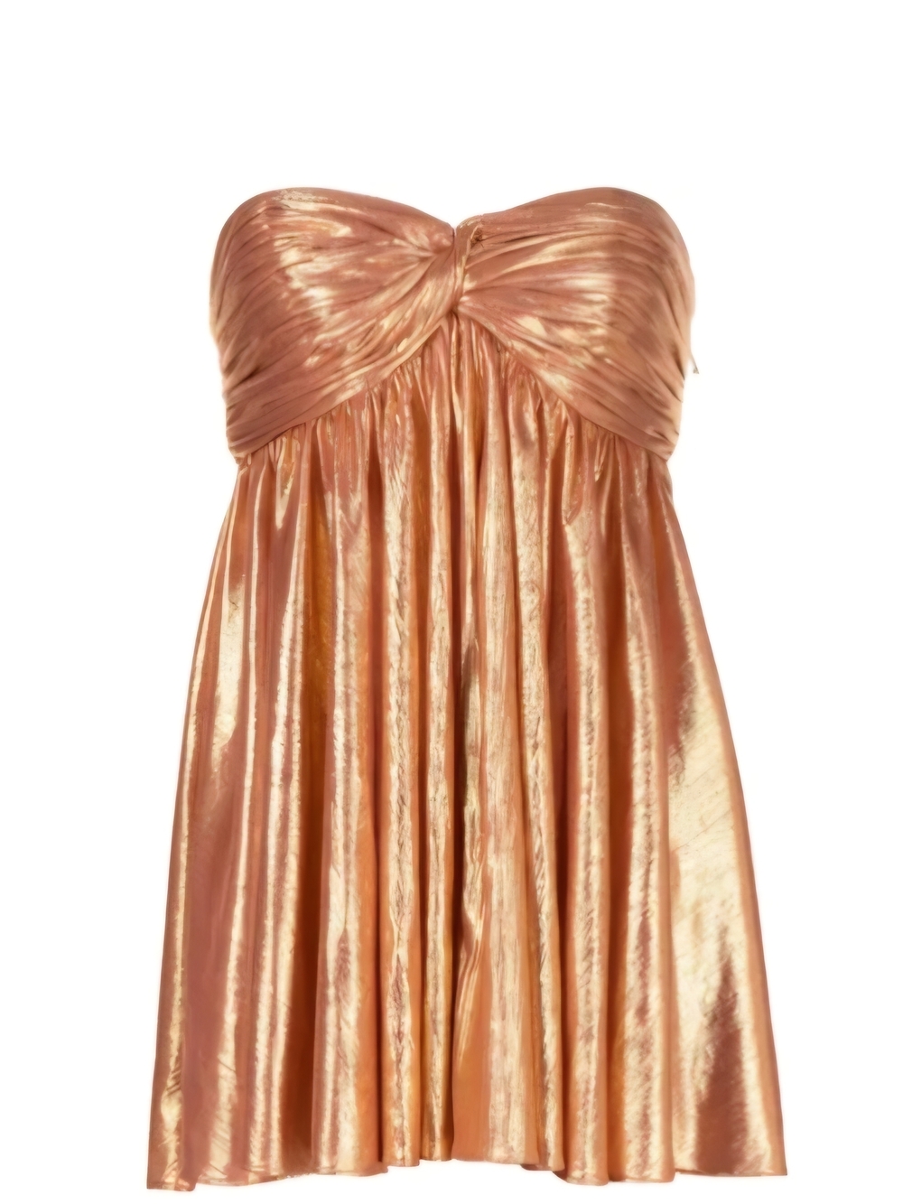 Retrofete Strapless Metallic Rose Gold Mini Dress